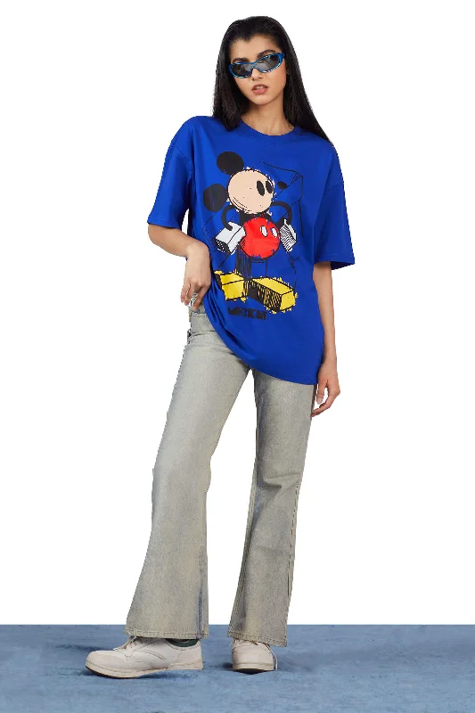 Blue Mickey Scribble Oversized T-shirt