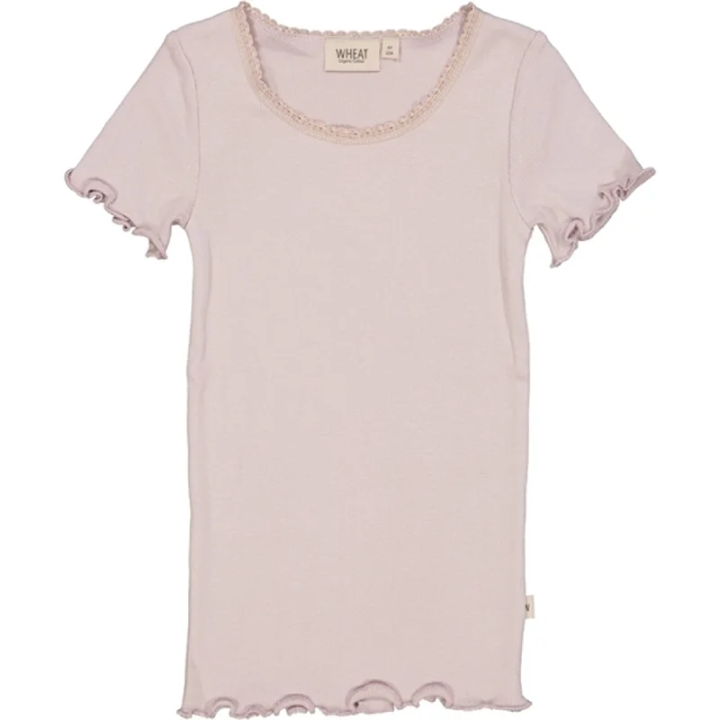 Wheat Soft Lilac Rib Lace T-shirt