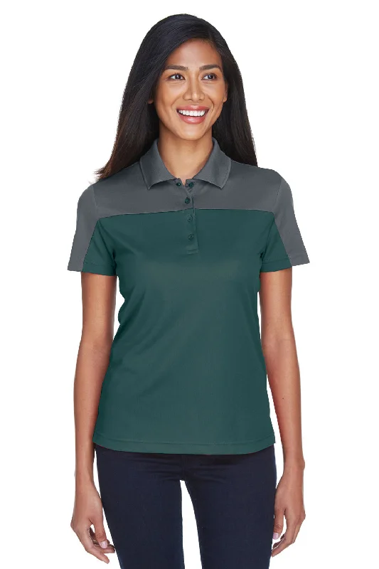 Core 365 Womens Balance Performance Moisture Wicking Short Sleeve Polo Shirt - Forest Green/Carbon Grey