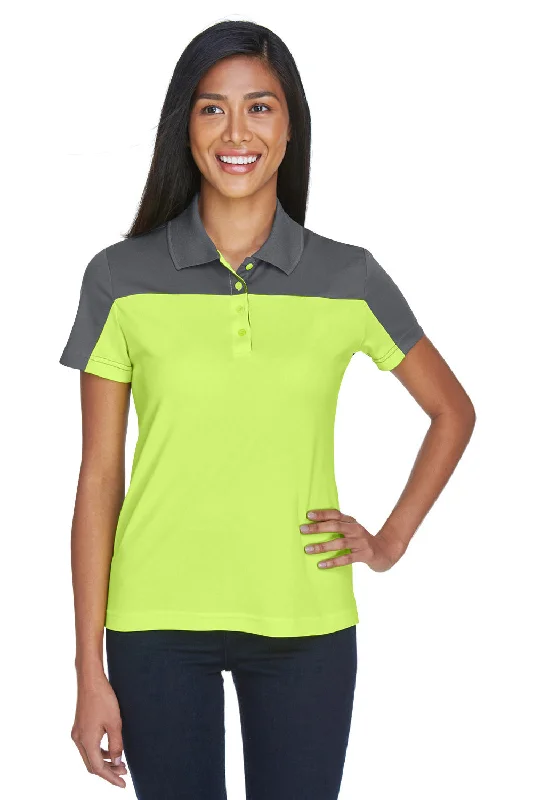 Core 365 Womens Balance Performance Moisture Wicking Short Sleeve Polo Shirt - Safety Yellow/Carbon Grey