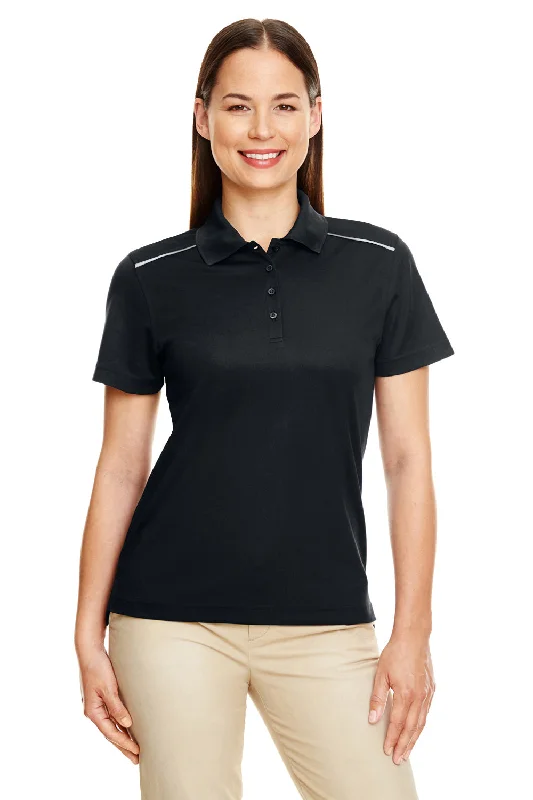 Core 365 Womens Radiant Performance Moisture Wicking Short Sleeve Polo Shirt - Black