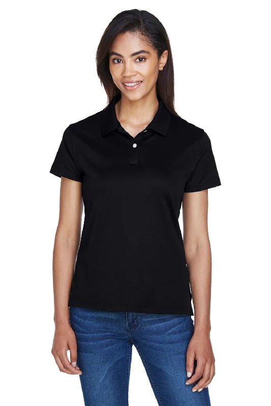 Devon & Jones Womens Pima-Tech Moisture Wicking Short Sleeve Polo Shirt - Black - Closeout