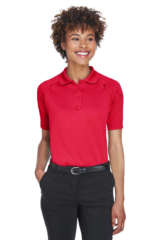 Harriton Womens Advantage Tactical Moisture Wicking Short Sleeve Polo Shirt - Red