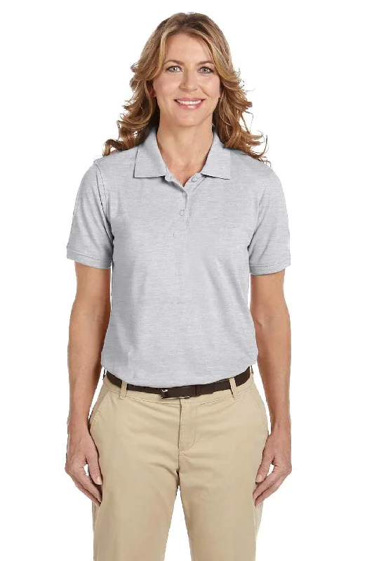 Harriton Womens Easy Blend Wrinkle Resistant Short Sleeve Polo Shirt - Heather Grey