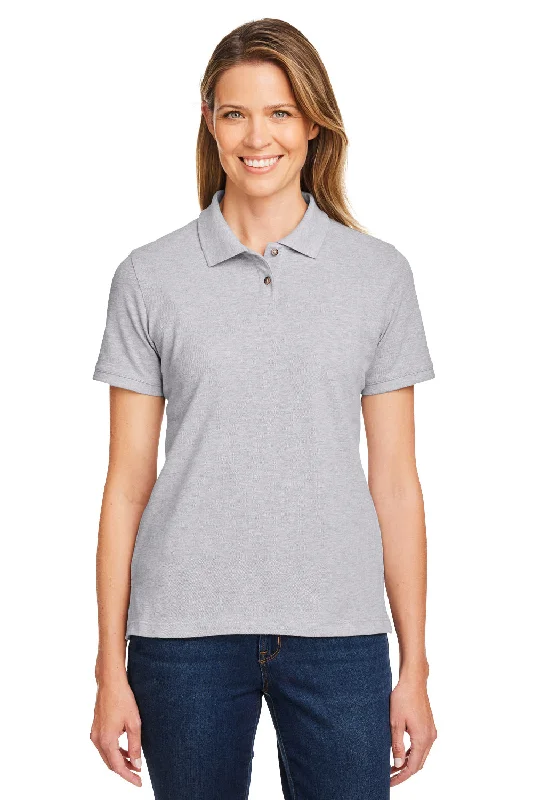 Harriton Womens Short Sleeve Polo Shirt - Heather Grey