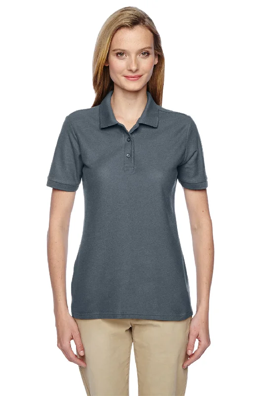 Jerzees Womens Easy Care Moisture Wicking Short Sleeve Polo Shirt - Charcoal Grey - Closeout