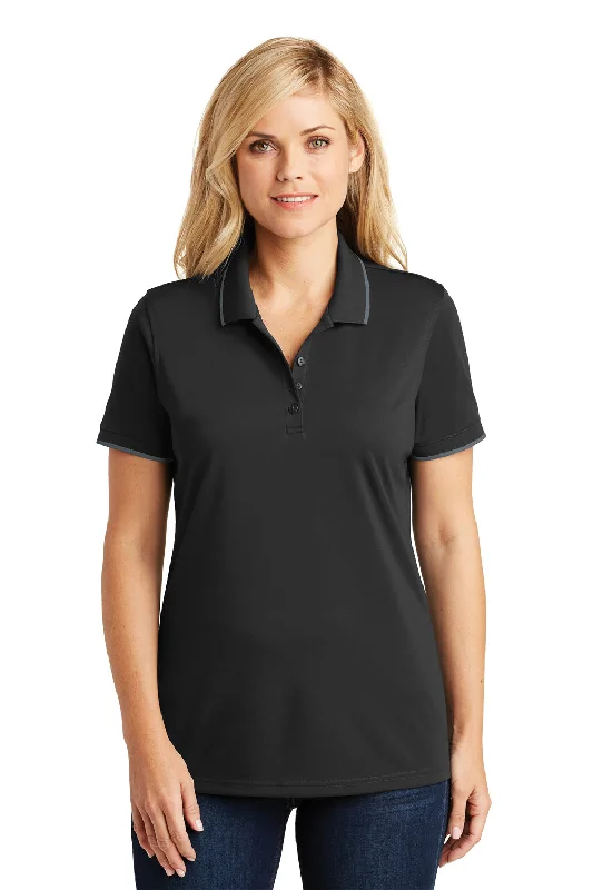 Port Authority Womens Dry Zone Moisture Wicking Short Sleeve Polo Shirt - Deep Black/Graphite Grey