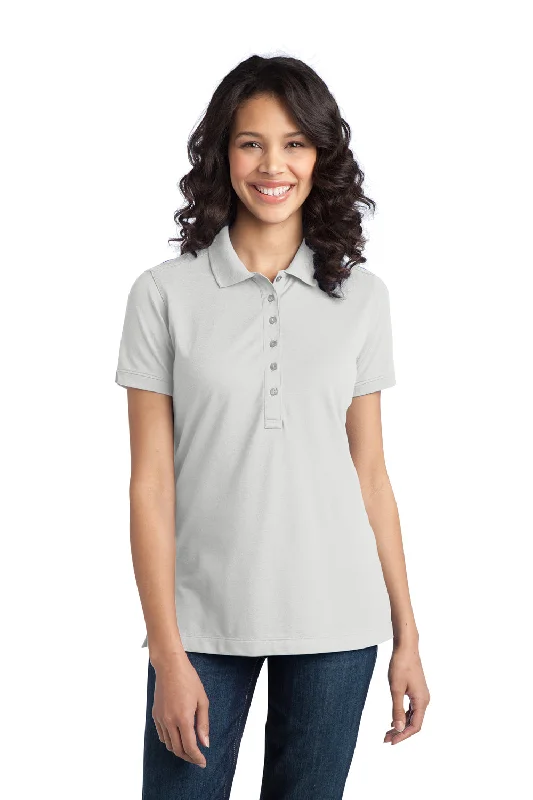 Port Authority Womens Moisture Wicking Short Sleeve Polo Shirt - White - Closeout