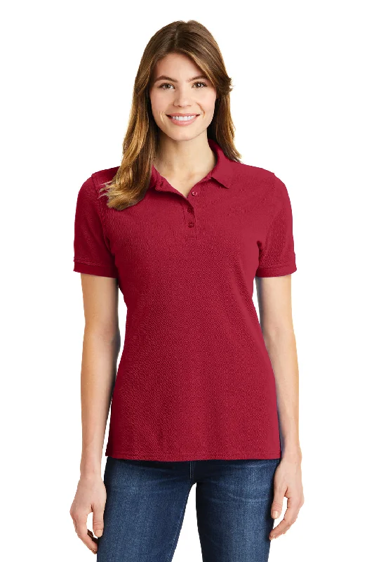 Port & Company Womens Stain Resistant Short Sleeve Polo Shirt - Red