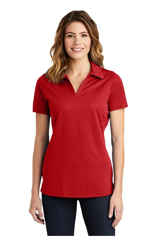 Sport-Tek Womens Active Mesh Moisture Wicking Short Sleeve Polo Shirt - True Red