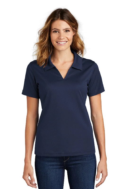 Sport-Tek Womens Dri-Mesh Moisture Wicking Short Sleeve Polo Shirt - Navy Blue