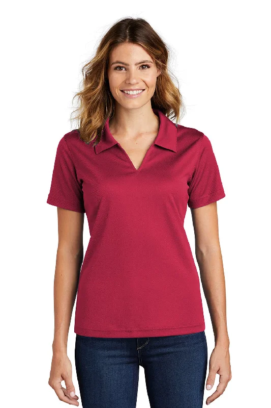 Sport-Tek Womens Dri-Mesh Moisture Wicking Short Sleeve Polo Shirt - Red