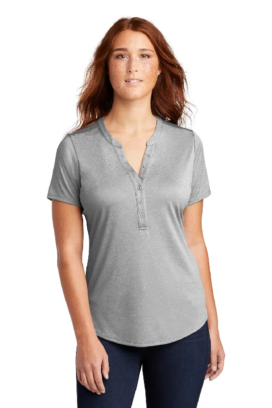 Sport-Tek Womens Endeavor Moisture Wicking Short Sleeve Polo Shirt - Heather Light Grey