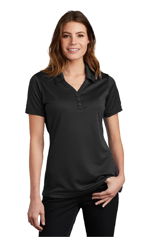 Sport-Tek Womens Micro-Mesh Moisture Wicking Short Sleeve Polo Shirt - Black