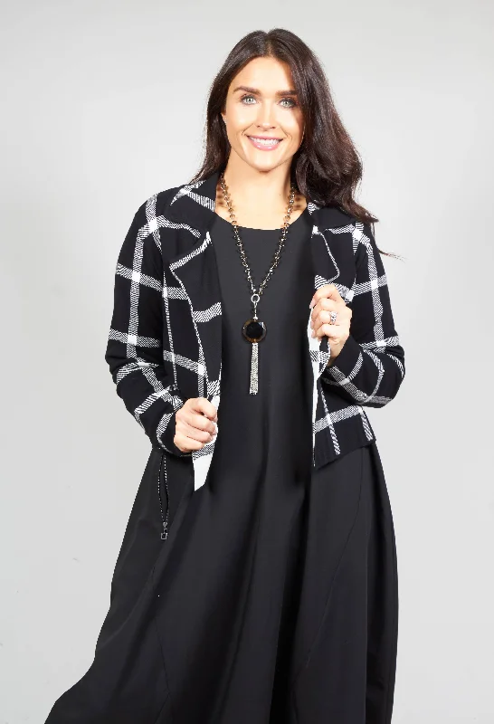 Short Cardigan with Check Design in Black