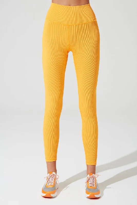 7/8 High Waist Ribbed Legging - Saffron